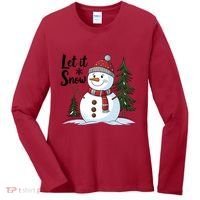 Let It Snow Cute Snowman Christmas Xmas Holiday Women's Long Sleeve Shirt thumb 0