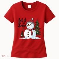 Let It Snow Cute Snowman Christmas Xmas Holiday Women's T-Shirt thumb 0