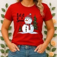 Let It Snow Cute Snowman Christmas Xmas Holiday Women's T-Shirt thumb 2