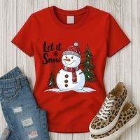 Let It Snow Cute Snowman Christmas Xmas Holiday Women's T-Shirt thumb 3