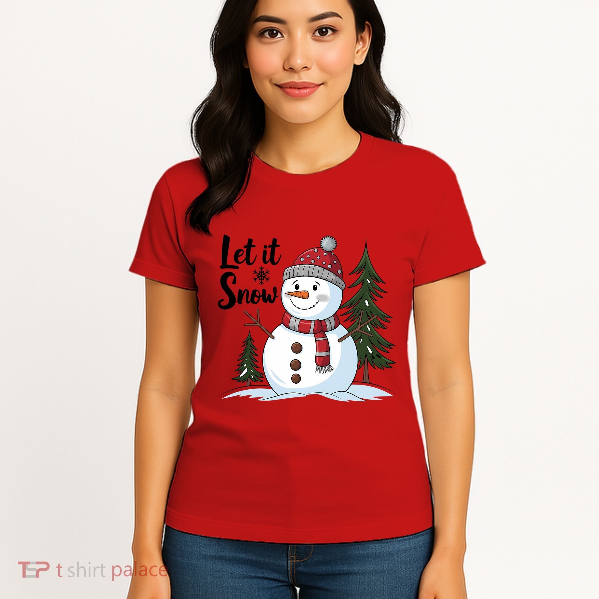 Let It Snow Cute Snowman Christmas Xmas Holiday Women's T-Shirt