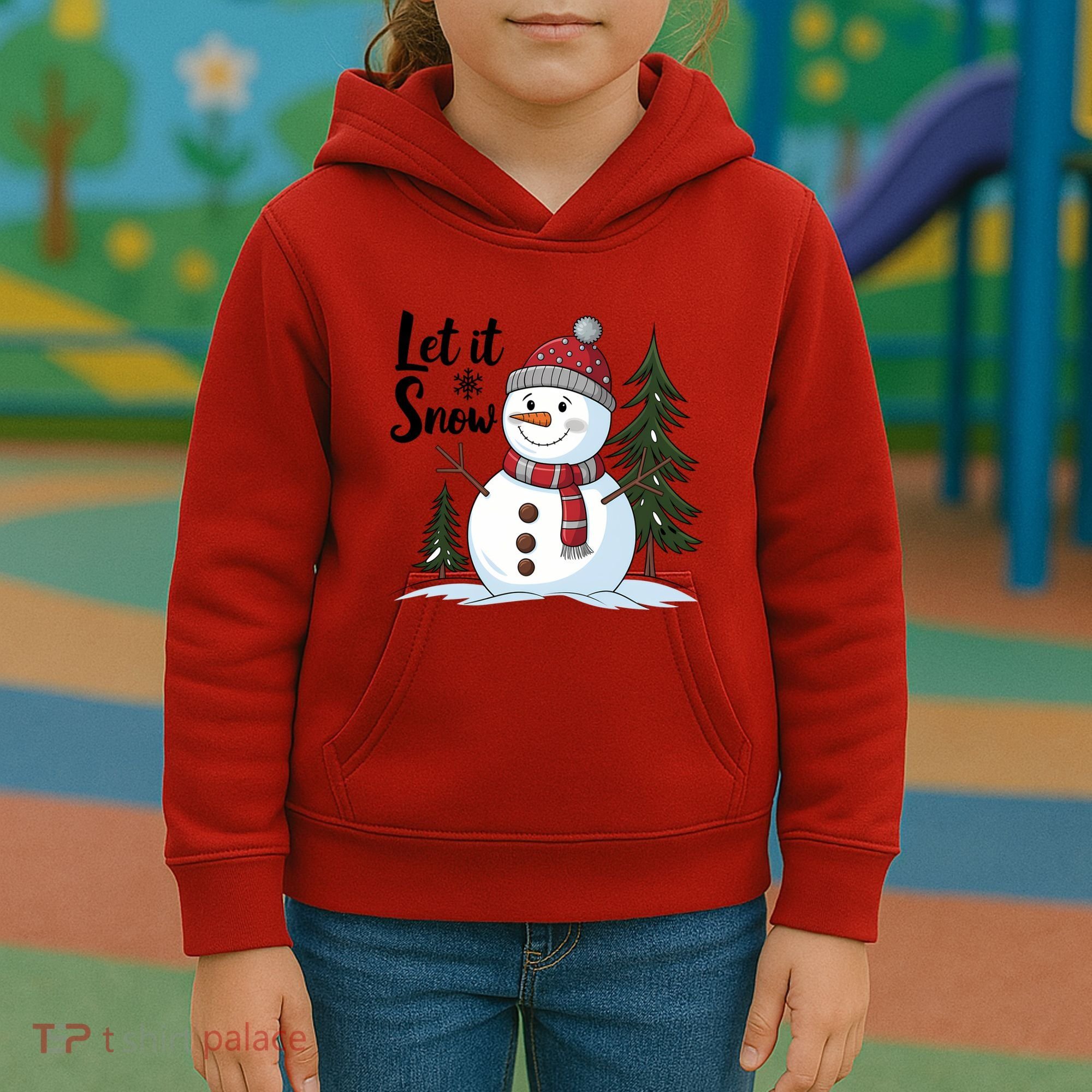 Let It Snow Cute Snowman Christmas Xmas Holiday Kids Hoodie