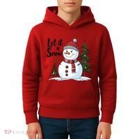 Let It Snow Cute Snowman Christmas Xmas Holiday Kids Hoodie thumb 4