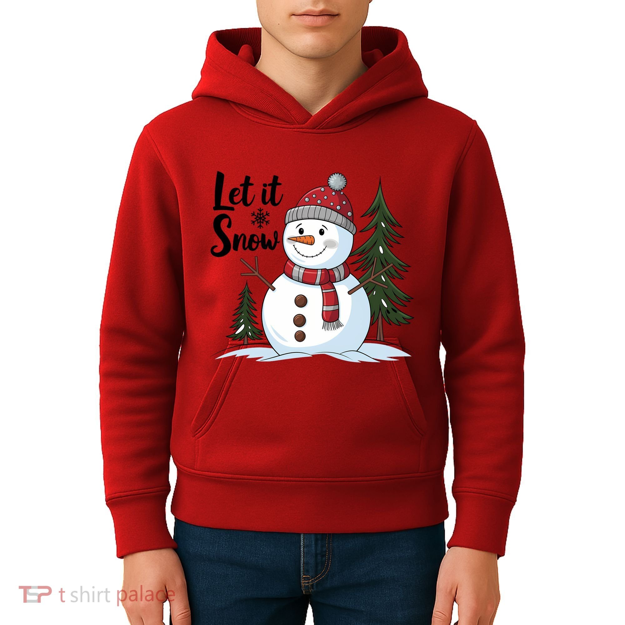Let It Snow Cute Snowman Christmas Xmas Holiday Kids Hoodie