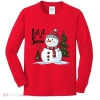 Let It Snow Cute Snowman Christmas Xmas Holiday Kids Long Sleeve Shirt thumb 0