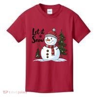 Let It Snow Cute Snowman Christmas Xmas Holiday Kids T-Shirt thumb 0