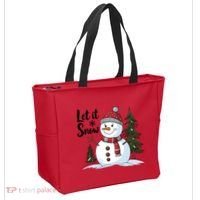 Let It Snow Cute Snowman Christmas Xmas Holiday Tote Bag thumb 2