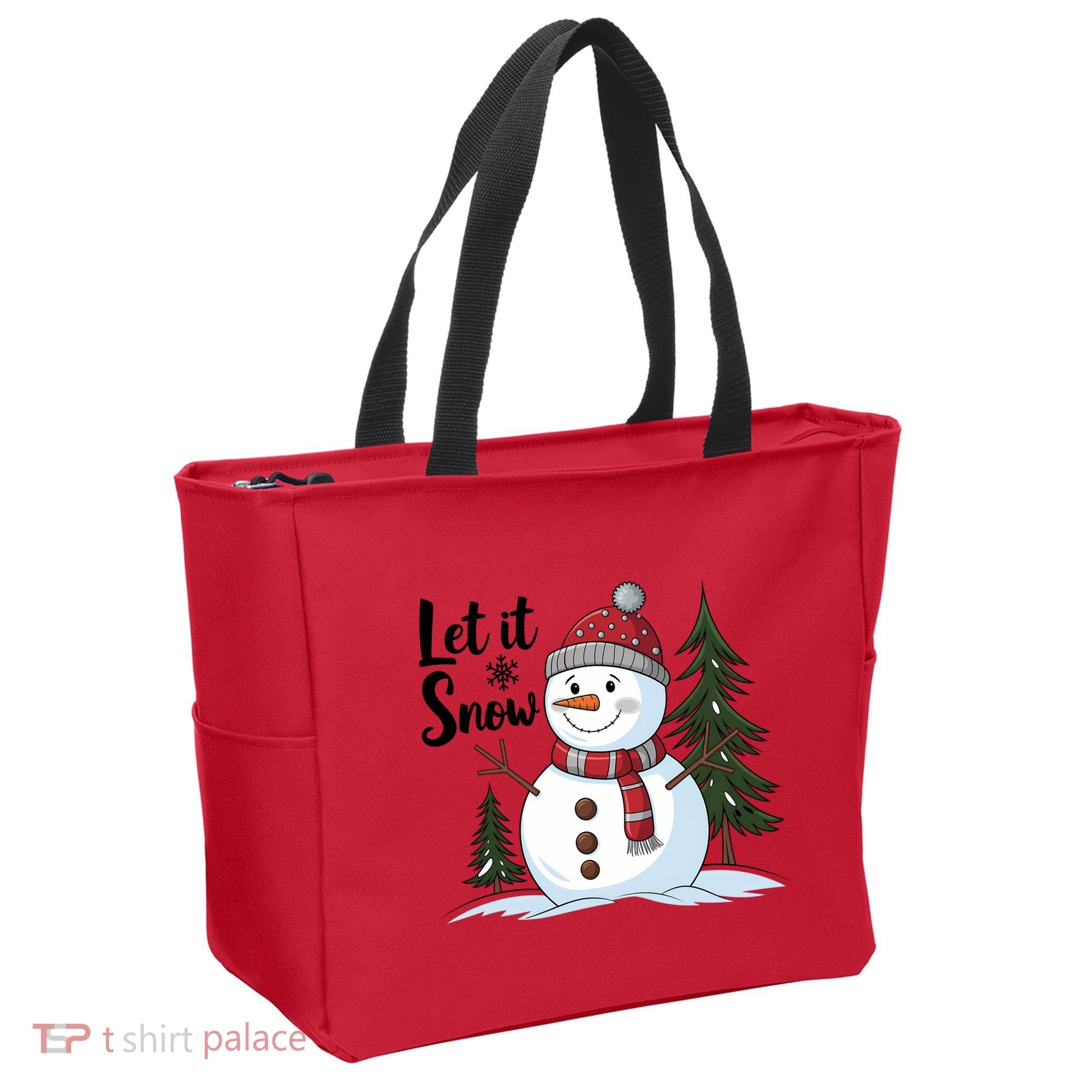 Let It Snow Cute Snowman Christmas Xmas Holiday Tote Bag