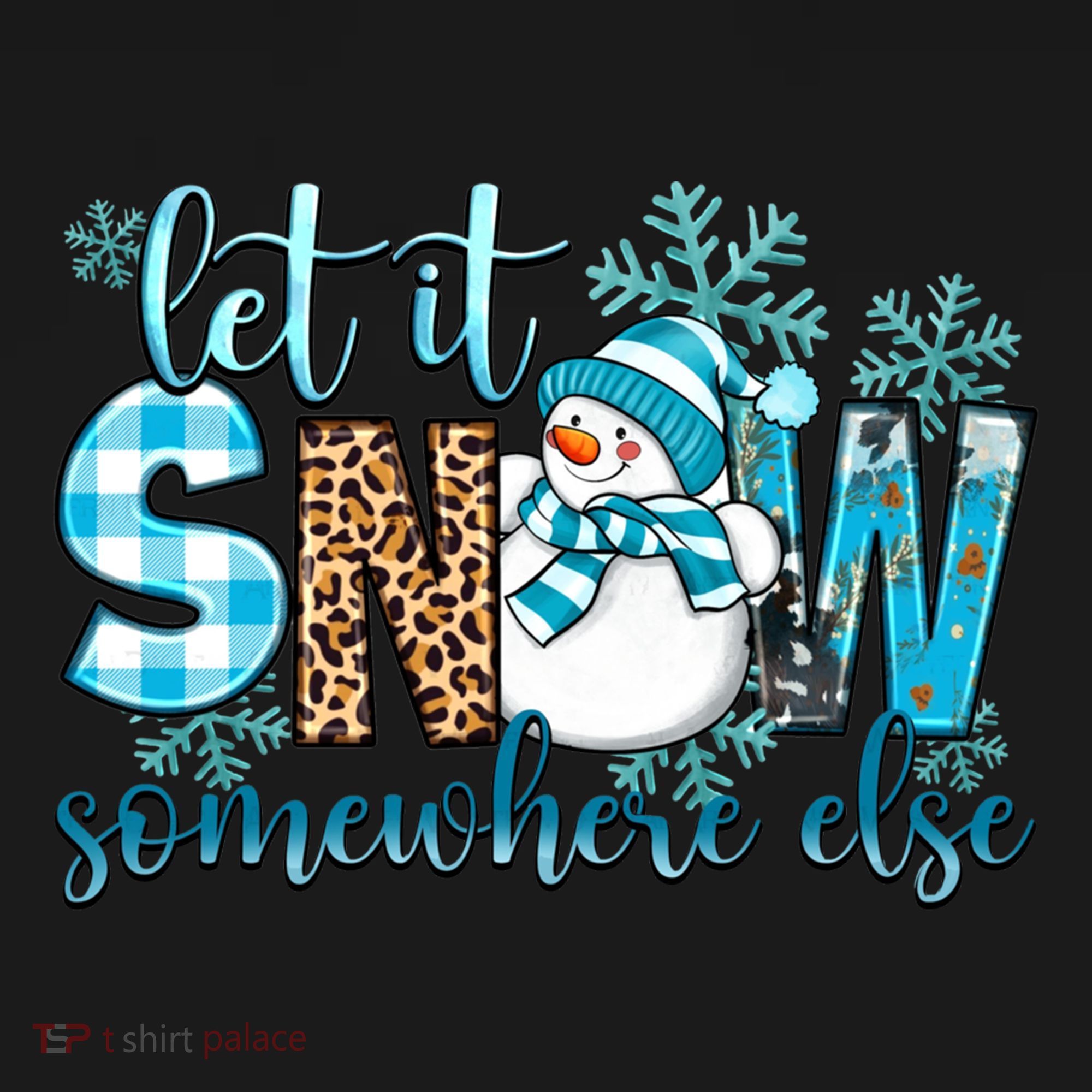 Let It Snow Somewhere Else Snow With Snowflakes Christmas Gift USA-Made Doggie Bandana