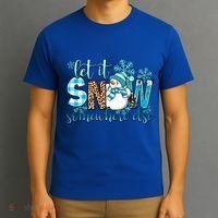 Let It Snow Somewhere Else Snow With Snowflakes Christmas Gift T-Shirt thumb 3