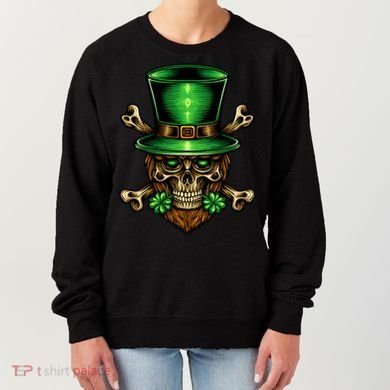 Leprechaun Irish Skull Clover Women's Sweatshirt