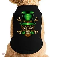 Leprechaun Irish Skull Clover Doggie Tank thumb 0