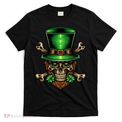 Leprechaun Irish Skull Clover T-Shirt