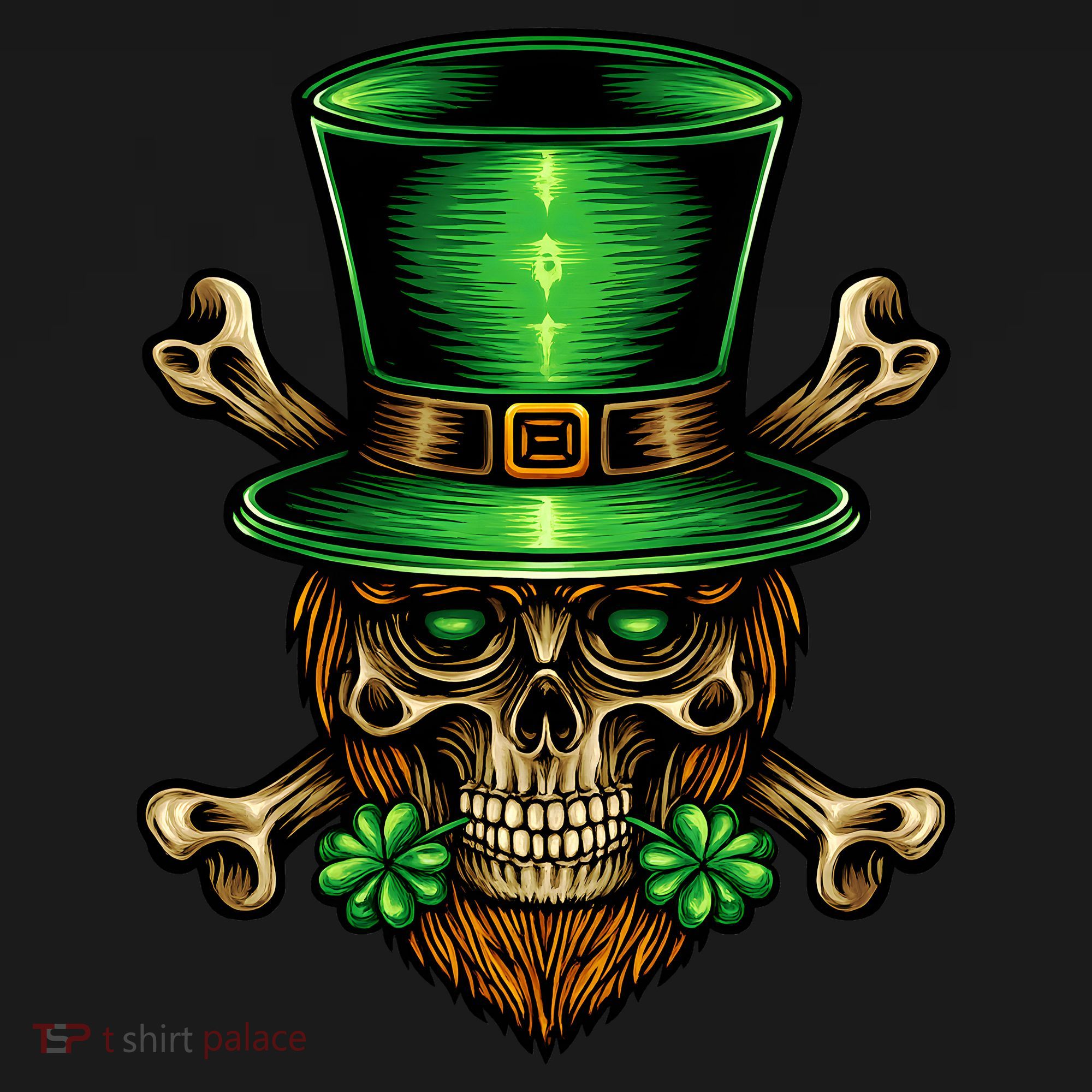 Leprechaun Irish Skull Clover T-Shirt