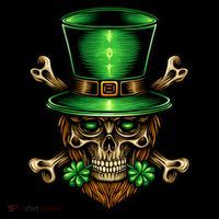 Leprechaun Irish Skull Clover Button thumb 1
