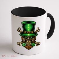 Leprechaun Irish Skull Clover Coffee Mug thumb 1
