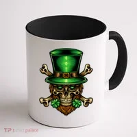 Leprechaun Irish Skull Clover Coffee Mug thumb 1