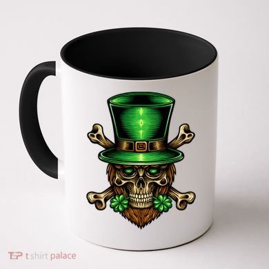 Leprechaun Irish Skull Clover Coffee Mug