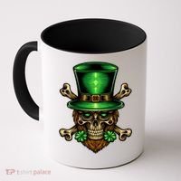 Leprechaun Irish Skull Clover Coffee Mug thumb 0