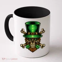 Leprechaun Irish Skull Clover Coffee Mug thumb 0