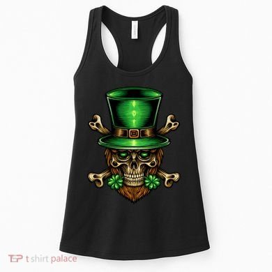 Leprechaun Irish Skull Clover Women's Tank Top