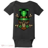 Leprechaun Irish Skull Clover Baby Bodysuit thumb 0