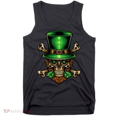 Leprechaun Irish Skull Clover Tank Top