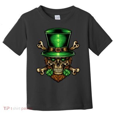 Leprechaun Irish Skull Clover Toddler T-Shirt