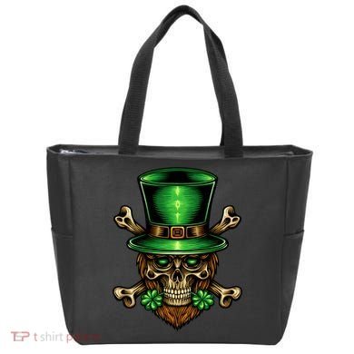 Leprechaun Irish Skull Clover Tote Bag