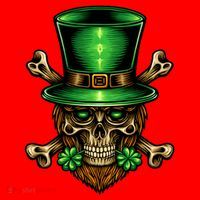 Leprechaun Irish Skull Clover Santa Hat thumb 1