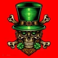 Leprechaun Irish Skull Clover Santa Hat thumb 1