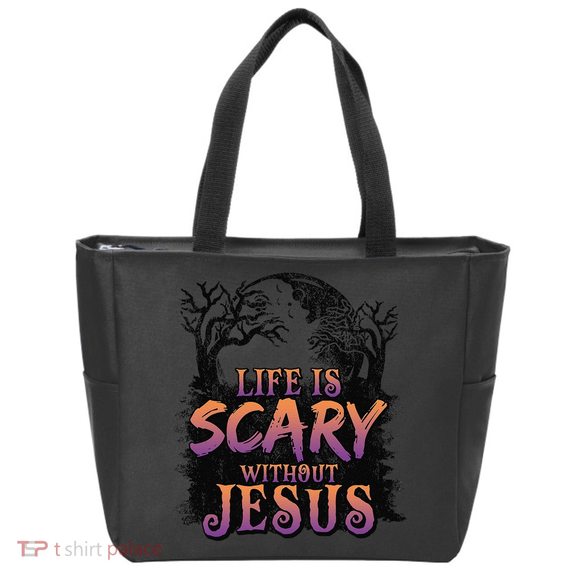 Life Is Scary Without Jesus Funny Halloween Christian Tote Bag