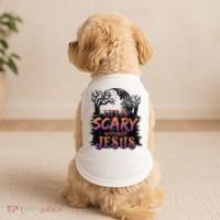 Life Is Scary Without Jesus Funny Halloween Christian Doggie Tank thumb 2