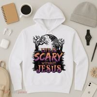 Life Is Scary Without Jesus Funny Halloween Christian Hoodie thumb 3