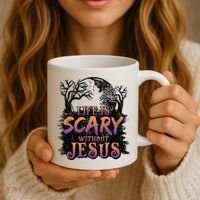 Life Is Scary Without Jesus Funny Halloween Christian Coffee Mug thumb 3