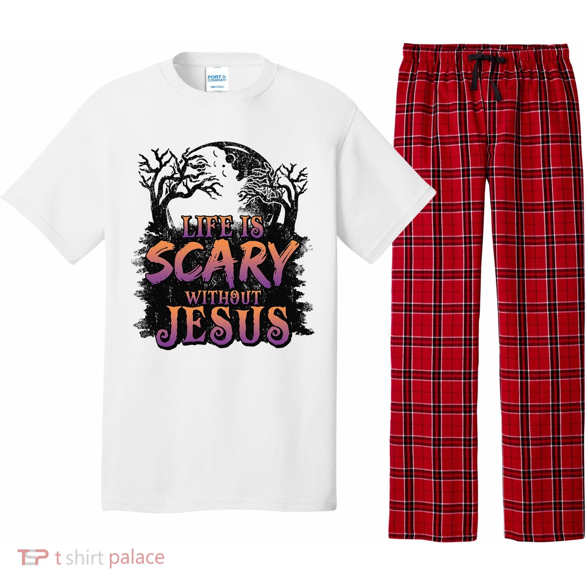 Life Is Scary Without Jesus Funny Halloween Christian Pajama Set