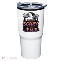 Life Is Scary Without Jesus Funny Halloween Christian Tumbler thumb 0