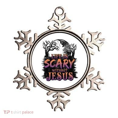 Life Is Scary Without Jesus Funny Halloween Christian Ornament