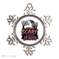 Life Is Scary Without Jesus Funny Halloween Christian Ornament thumb 0