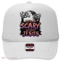 Life Is Scary Without Jesus Funny Halloween Christian Hat thumb 0