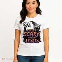 Life Is Scary Without Jesus Funny Halloween Christian Women's T-Shirt thumb 4
