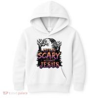 Life Is Scary Without Jesus Funny Halloween Christian Kids Hoodie thumb 0