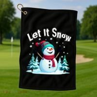 Let It Snow Snowman Golf Towel thumb 1