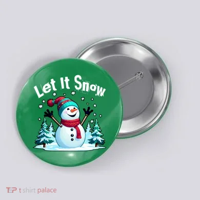 Let It Snow Snowman Button