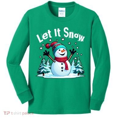 Let It Snow Snowman Kids Long Sleeve Shirt