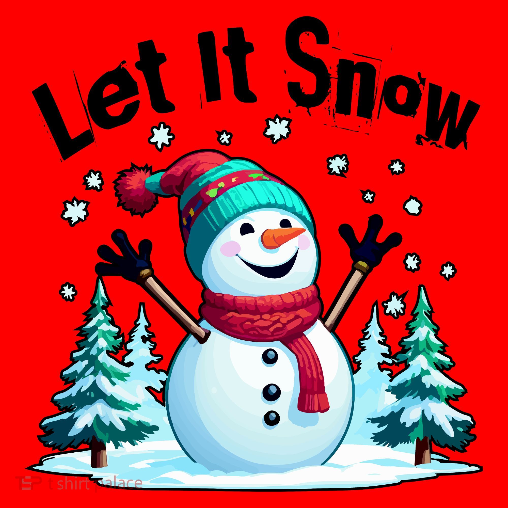 Let It Snow Snowman Santa Hat