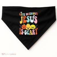 Life Is Scary Without Jesus Christian Faith Halloween USA-Made Doggie Bandana thumb 0