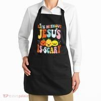 Life Is Scary Without Jesus Christian Faith Halloween Apron thumb 2
