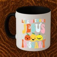 Life Is Scary Without Jesus Christian Faith Halloween Coffee Mug thumb 2