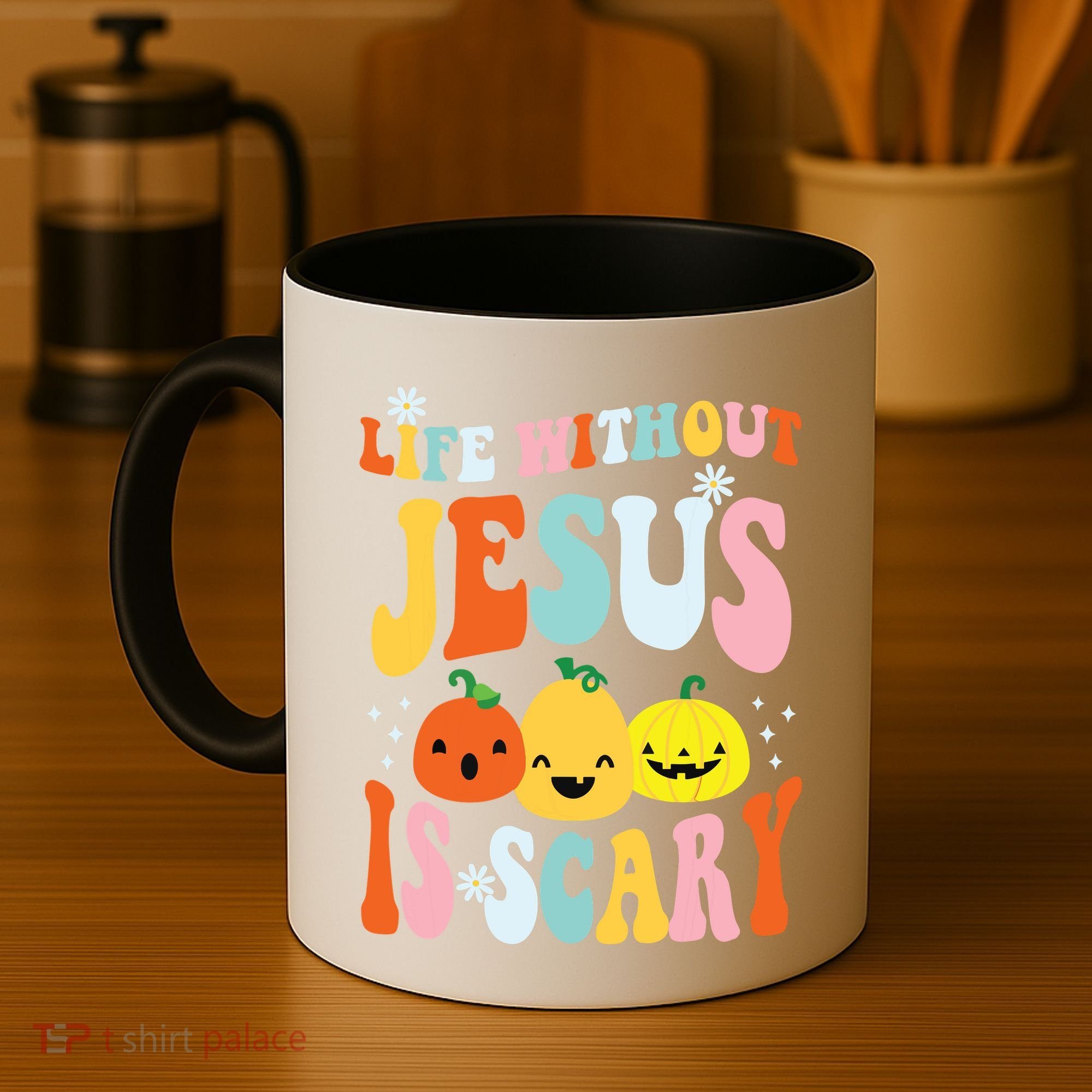 Life Is Scary Without Jesus Christian Faith Halloween Coffee Mug